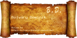 Bolváry Dominik névjegykártya
